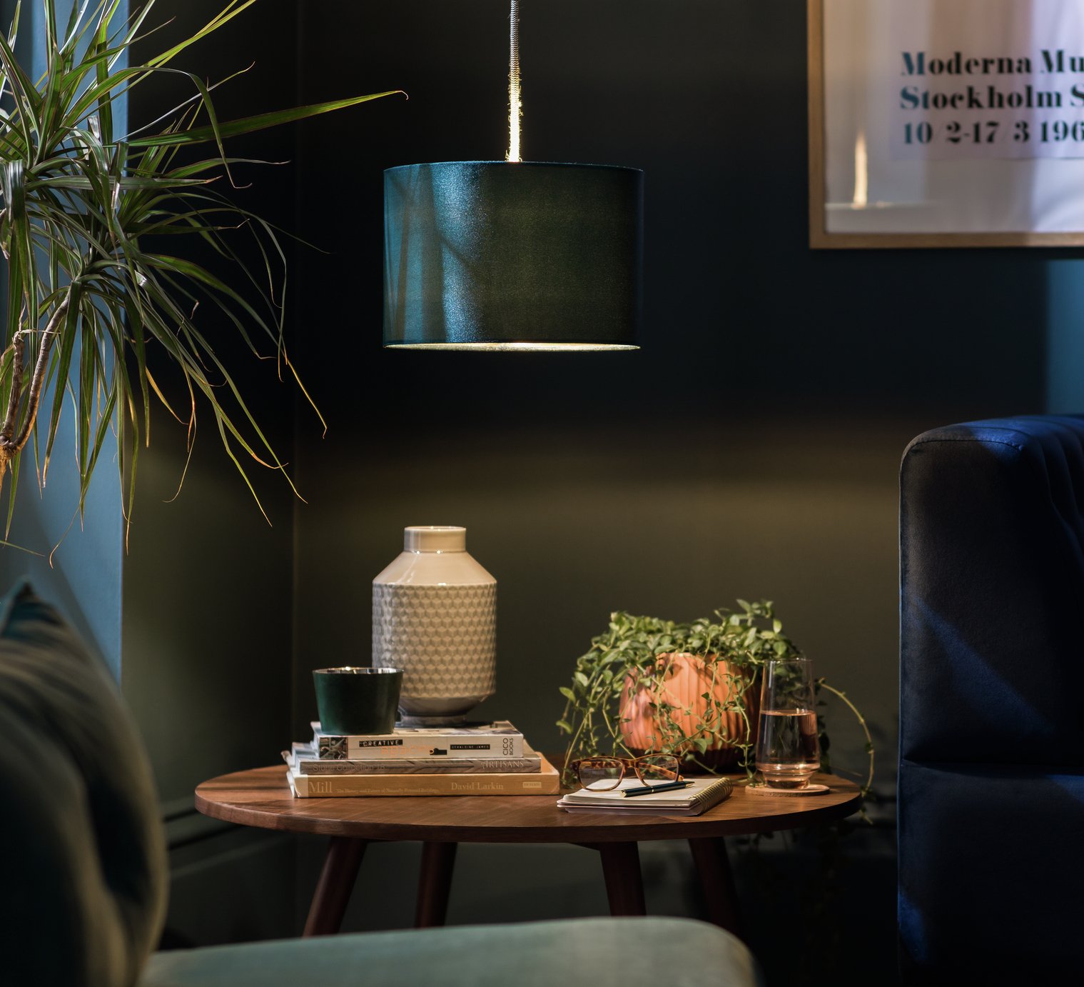 Argos Home Velvet Drum Shade - Navy