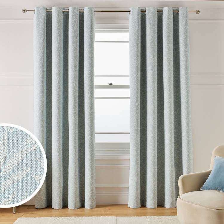 Argos Home Blackout Jacquard Eyelet Curtains Blue 117x137cm