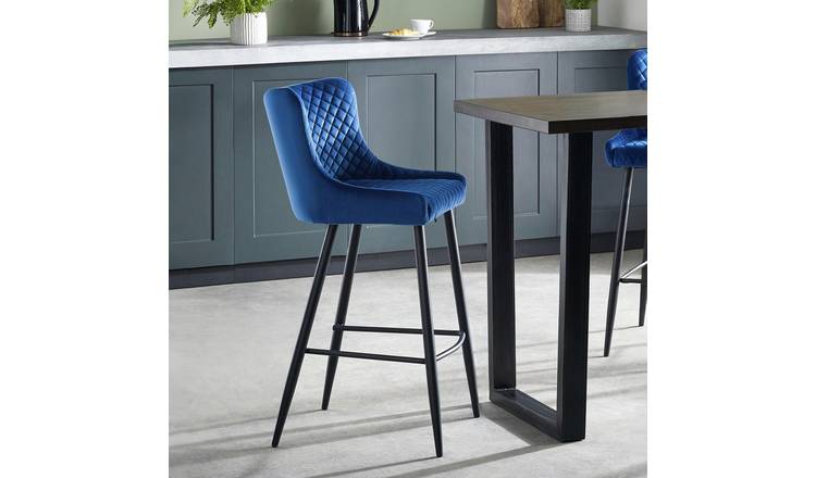 Julian Bowen Luxe Velvet Bar Stool - Blue