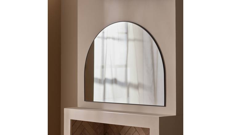Habitat Overmantle Black Aluminium Arch Wall Mirror - 100x75cm