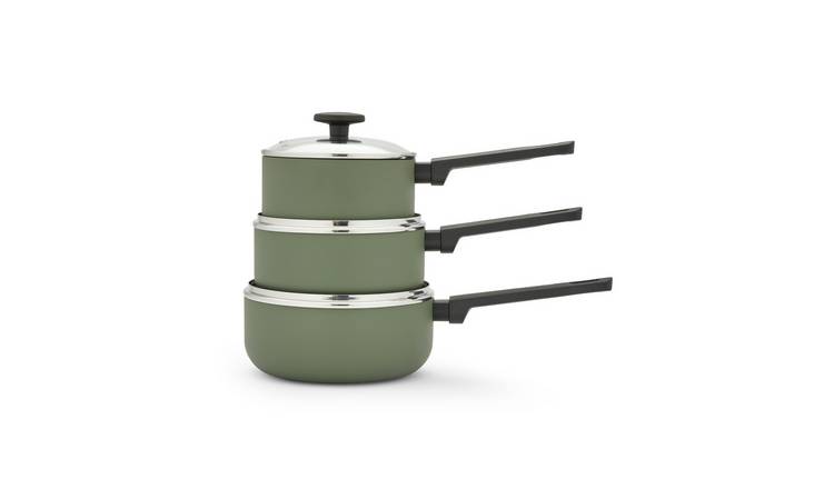 Morphy Richards 3 Piece Aluminium Saucepan Set - Green