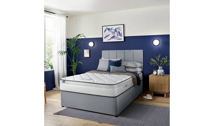 Silentnight Marlow Ultragel 1000 Pkt Small Double 2 Drawer Divan Bed -Light Grey