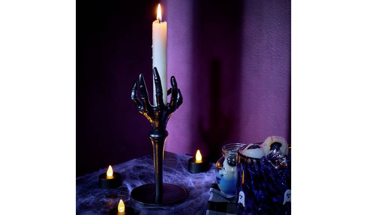 Argos Home Black Skeleton Hand Taper Candle Holder