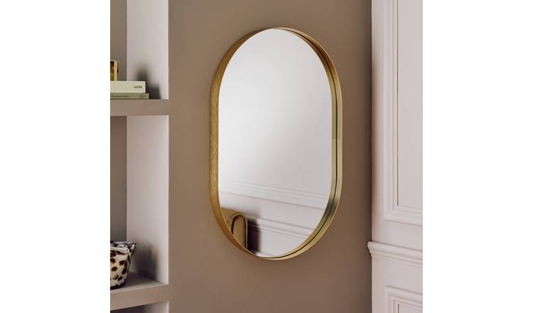 Argos Home Gold Aluminium Pill Shaped Wall Mirror - 60x40cm