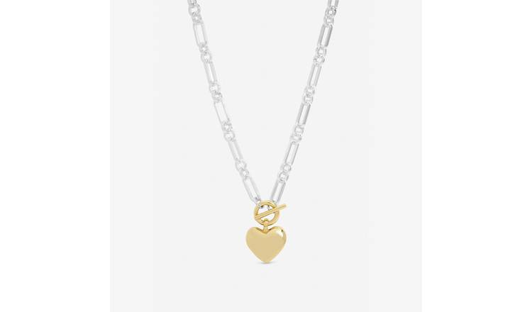 Lipsy Mood Two Tone Heart Link Necklace