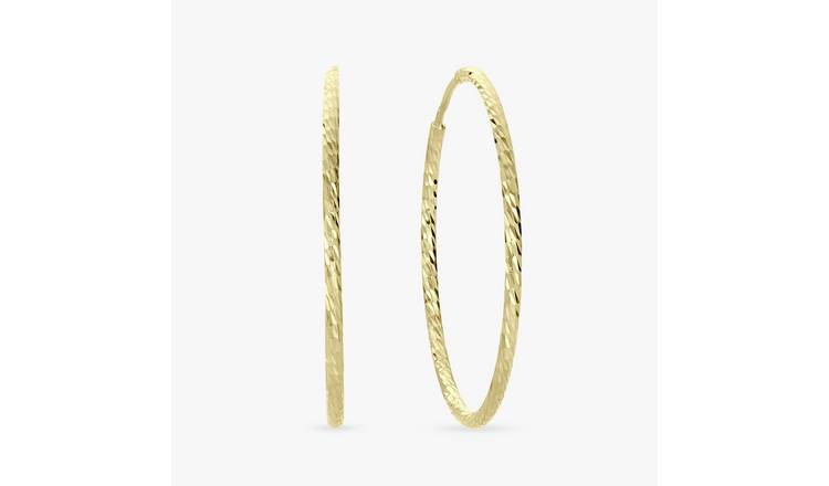 Revere Gold Plated Silver Diamond Cut Sleeper Hoop Earrings