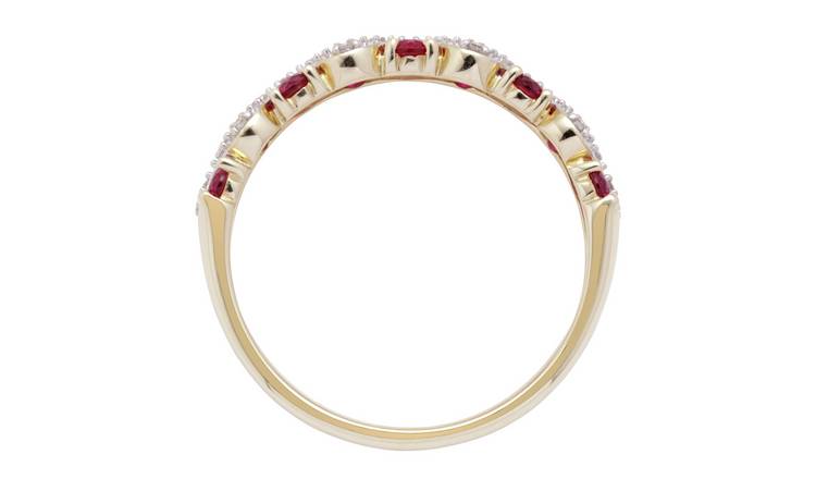 Buy Revere 9ct Gold 0.03ct Diamond and Ruby Eternity Ring M Womens rings Argos