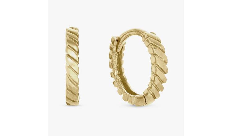 Revere Gold Plated Sterling Silver Twist Huggies Earrings