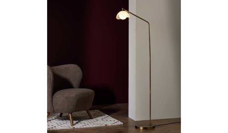 Habitat Arti Textured Glass Floor Lamp - Brass