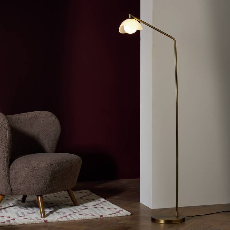 Habitat Arti Textured Glass Floor Lamp - Brass 0
