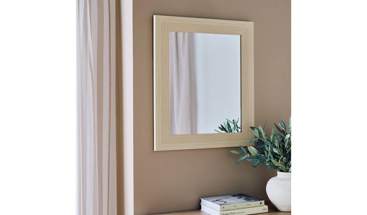 Argos Home Ribbed Light Wooden Wall Mirror - 62x52cm