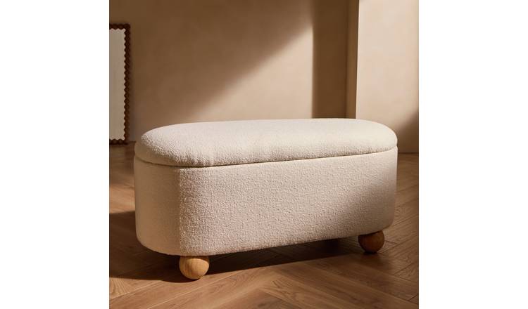 Habitat Poppy Boucle Ottoman - Natural