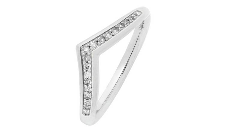 Revere 9ct White Gold 0.10ct Diamond Wedding Ring - M