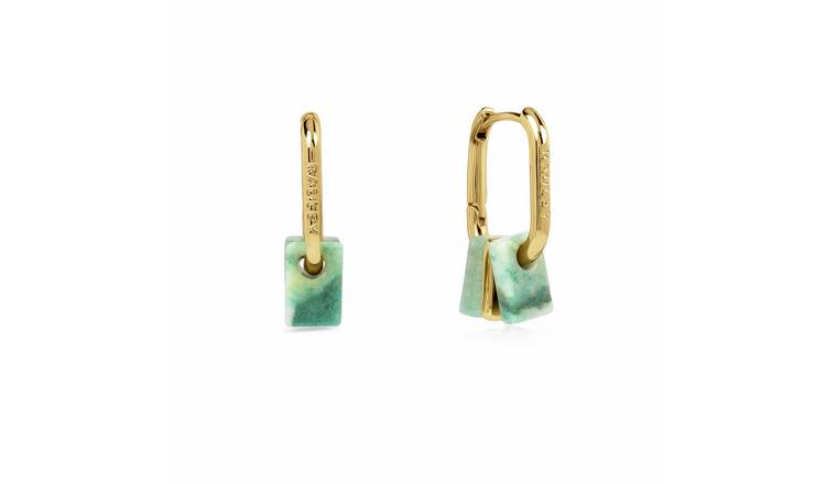 Radley 18ct GP Green Charm Huggie Hoop Earrings