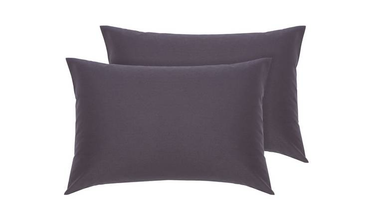 Argos Home Brushed Cotton Standard Pillowcase Pair Charcoal