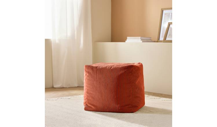 Kaikoo Cord Cube Pouffe - Rust