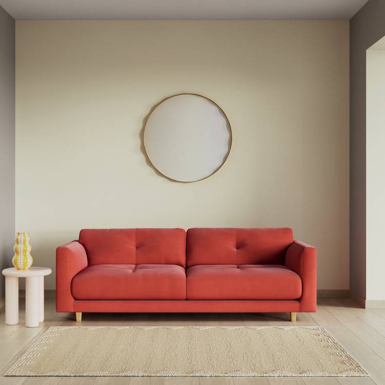 Habitat Emely Fabric 3 Seater Sofa - Papaya - Ash Leg 0