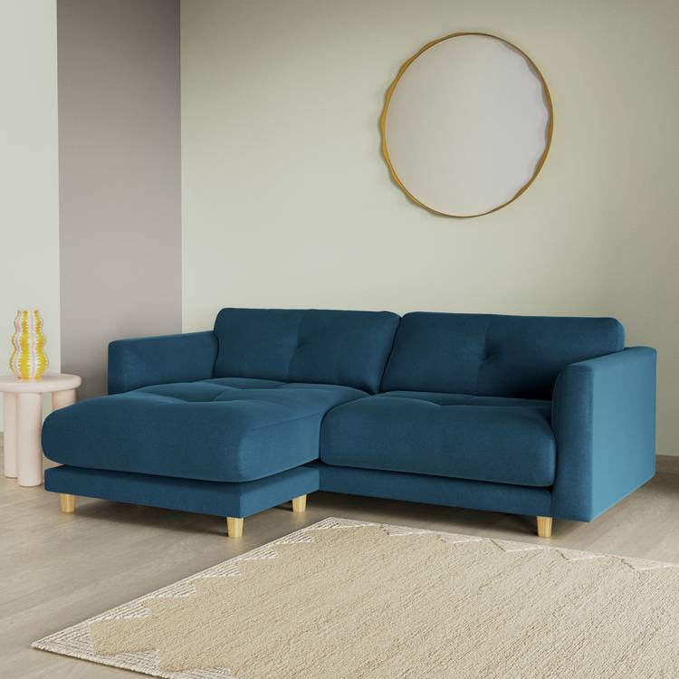 Habitat Emely Reversible Chaise Sofa - Ink Blue - Ash Leg 0