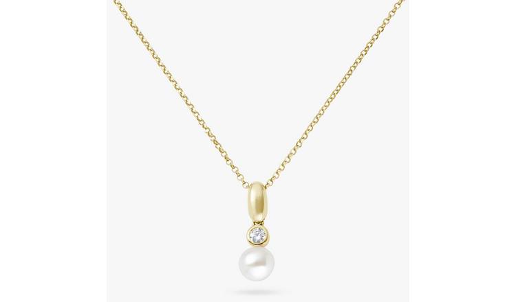 Revere Gold Plated Sterling Silver Pearl Pendant Necklace