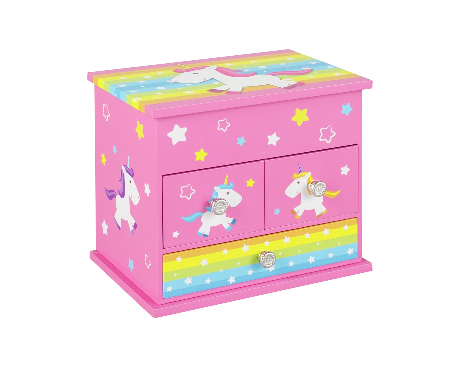 Mele Unicorn Jewellery Box with 3 Drawers