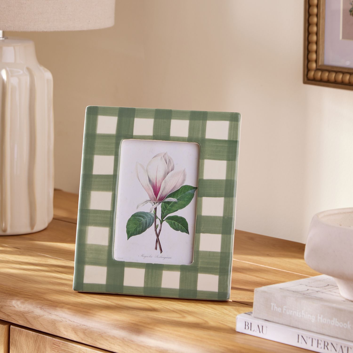 Argos Home Gingham Green Ceramic Picture Frame 4x6