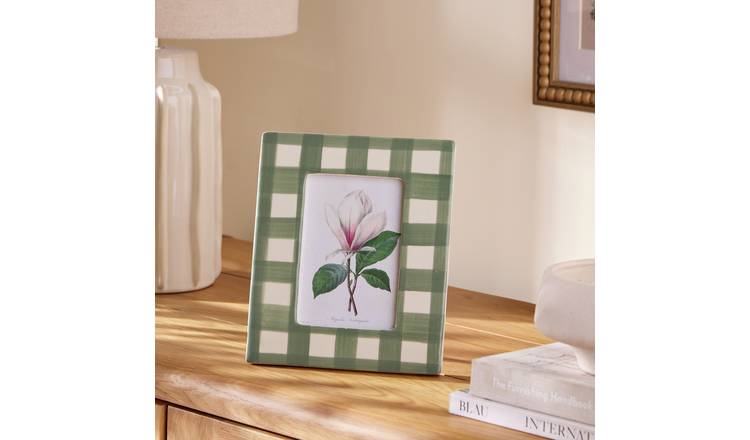 Argos Home Gingham Green Ceramic Picture Frame - 4x6"