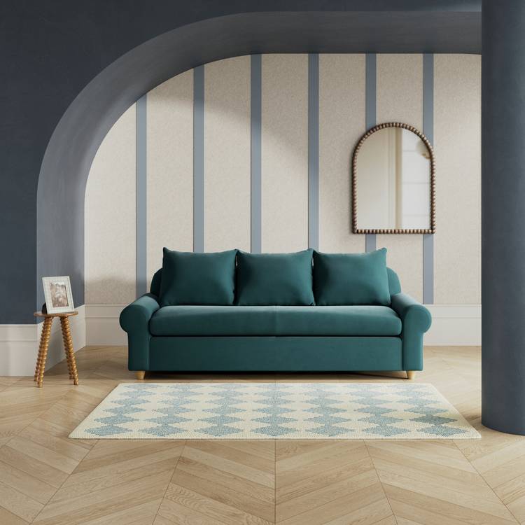 Habitat Whitby Fabric 4 Seater Sofa - Teal - Ash Leg 0