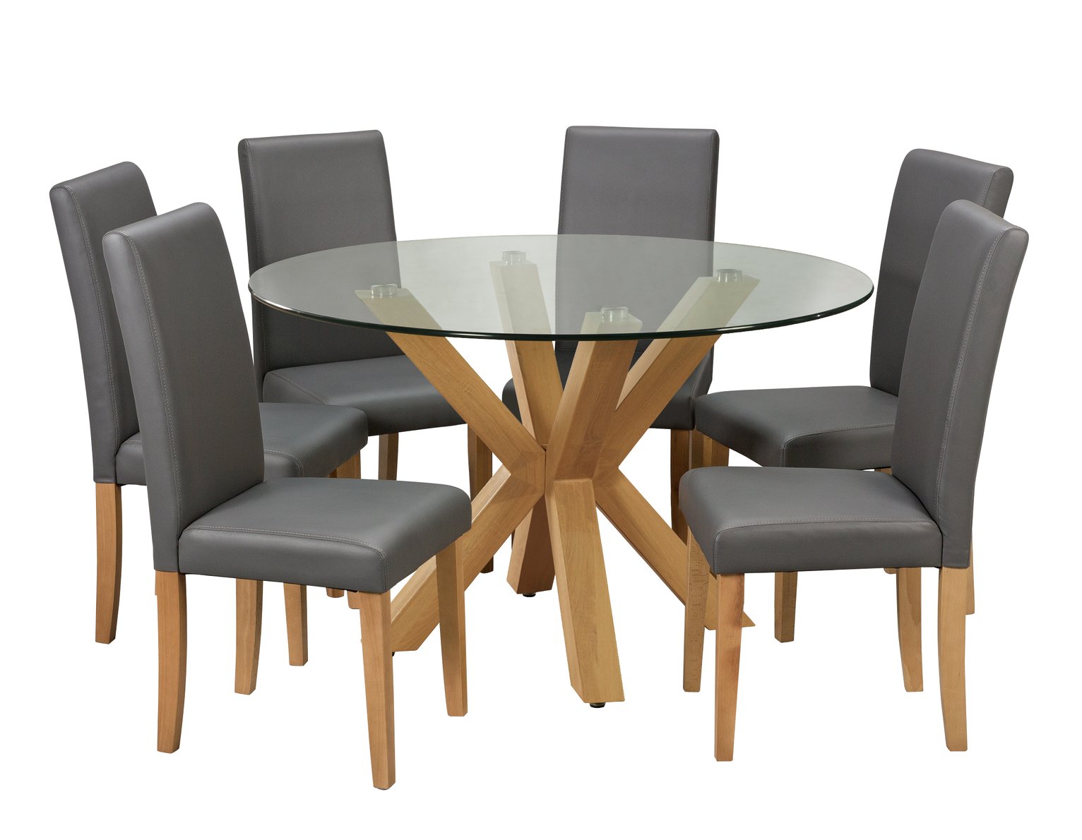 Argos Home Alden Glass Dining Table & 6 Charcoal Chairs