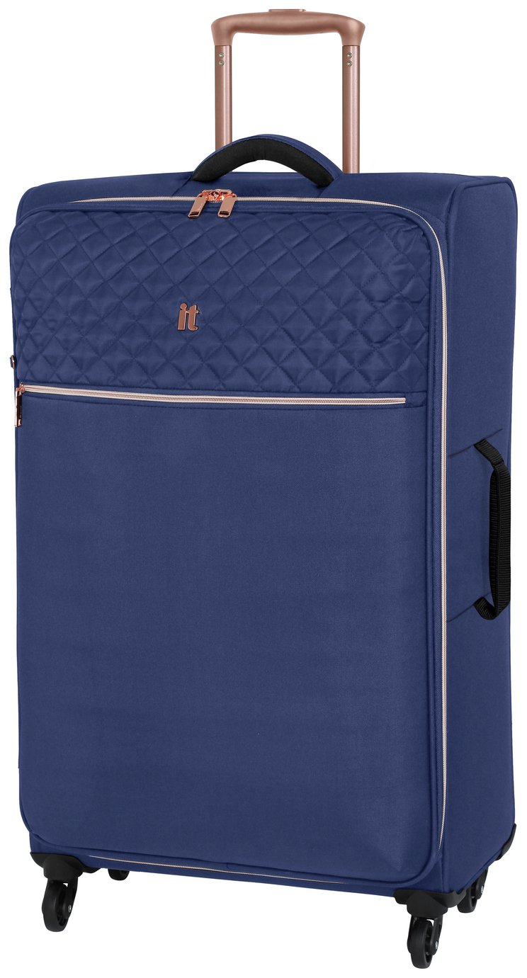 it Luggage Large Expandable 4 Wheel Soft Suitcase Blue 8262321