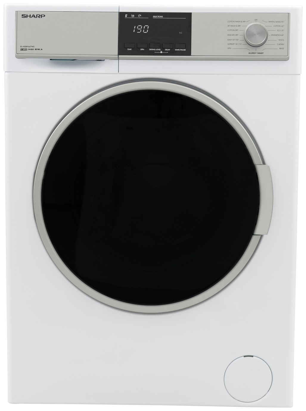 Sharp ES-HDB9647W0 9/6KG 1400 Spin Washer Dryer - White