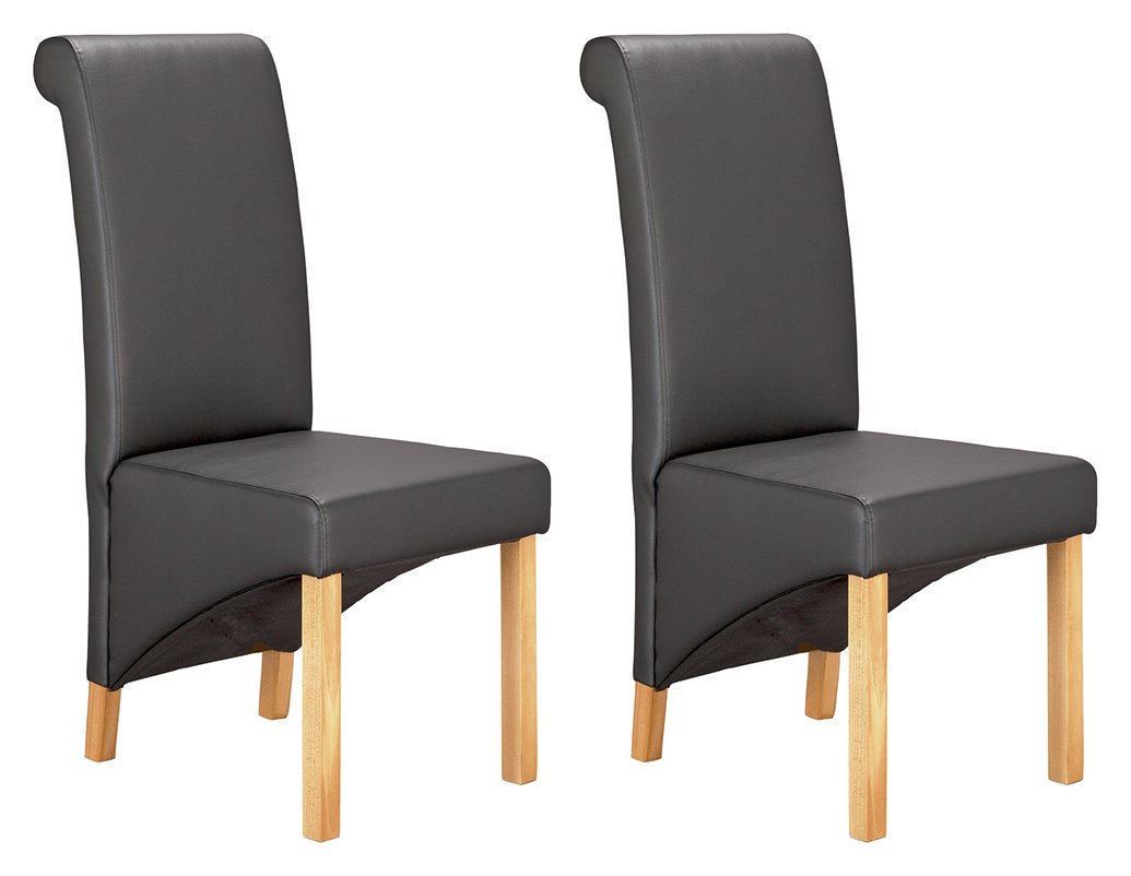 Argos Home Pair of Scrollback Deep Skirted Chairs - Black