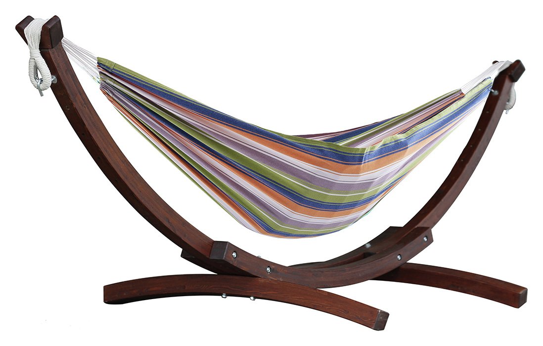 Vivere Double Cotton Hammock With Wooden Stand Reviews