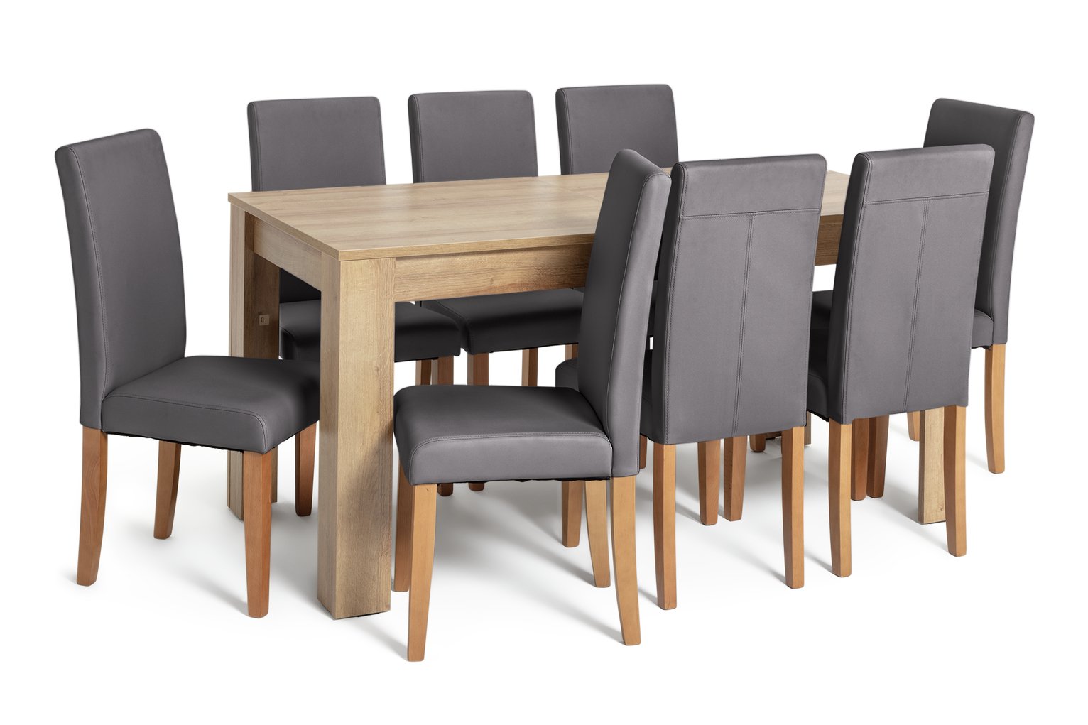 Argos Home Miami XL Extending Table & 8 Charcoal Chairs