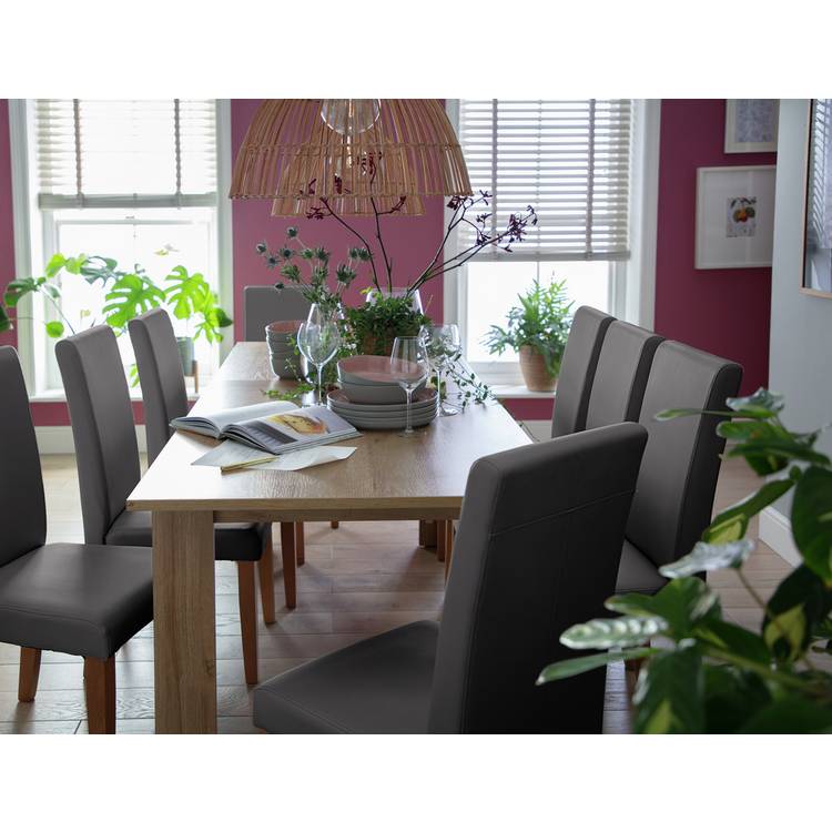 Argos Home Miami Extend Oak Dining Table & 8 Charcoal Chairs 0