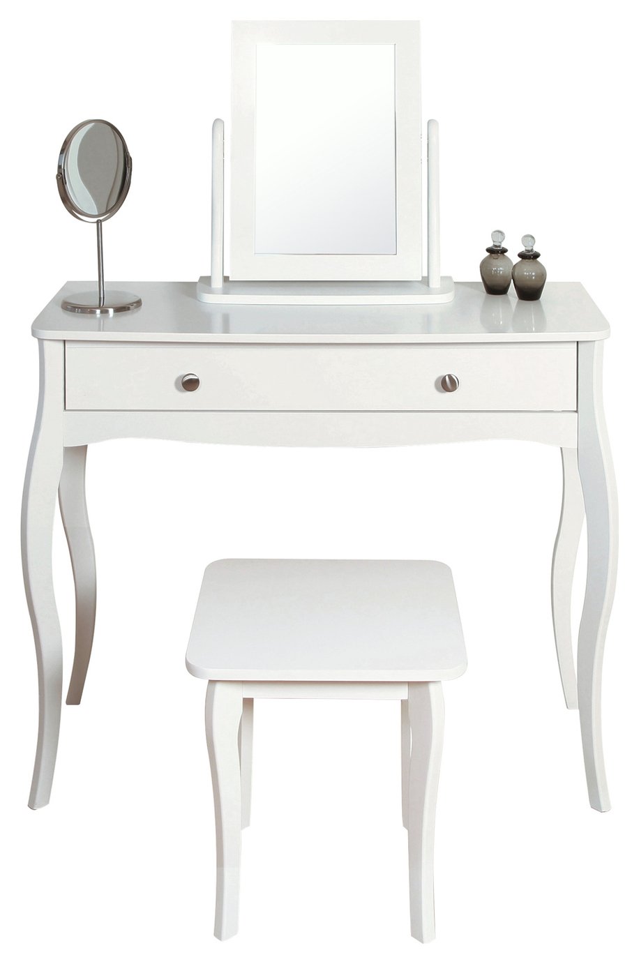  Amelie Dressing Table, Mirror and Stool - White