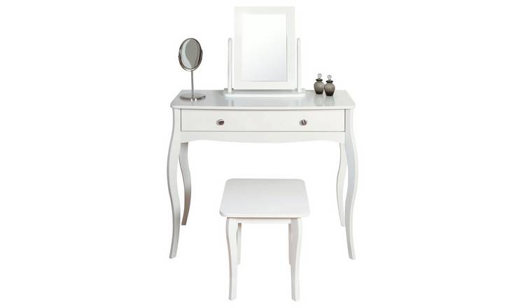  Amelie Dressing Table, Mirror and Stool - White
