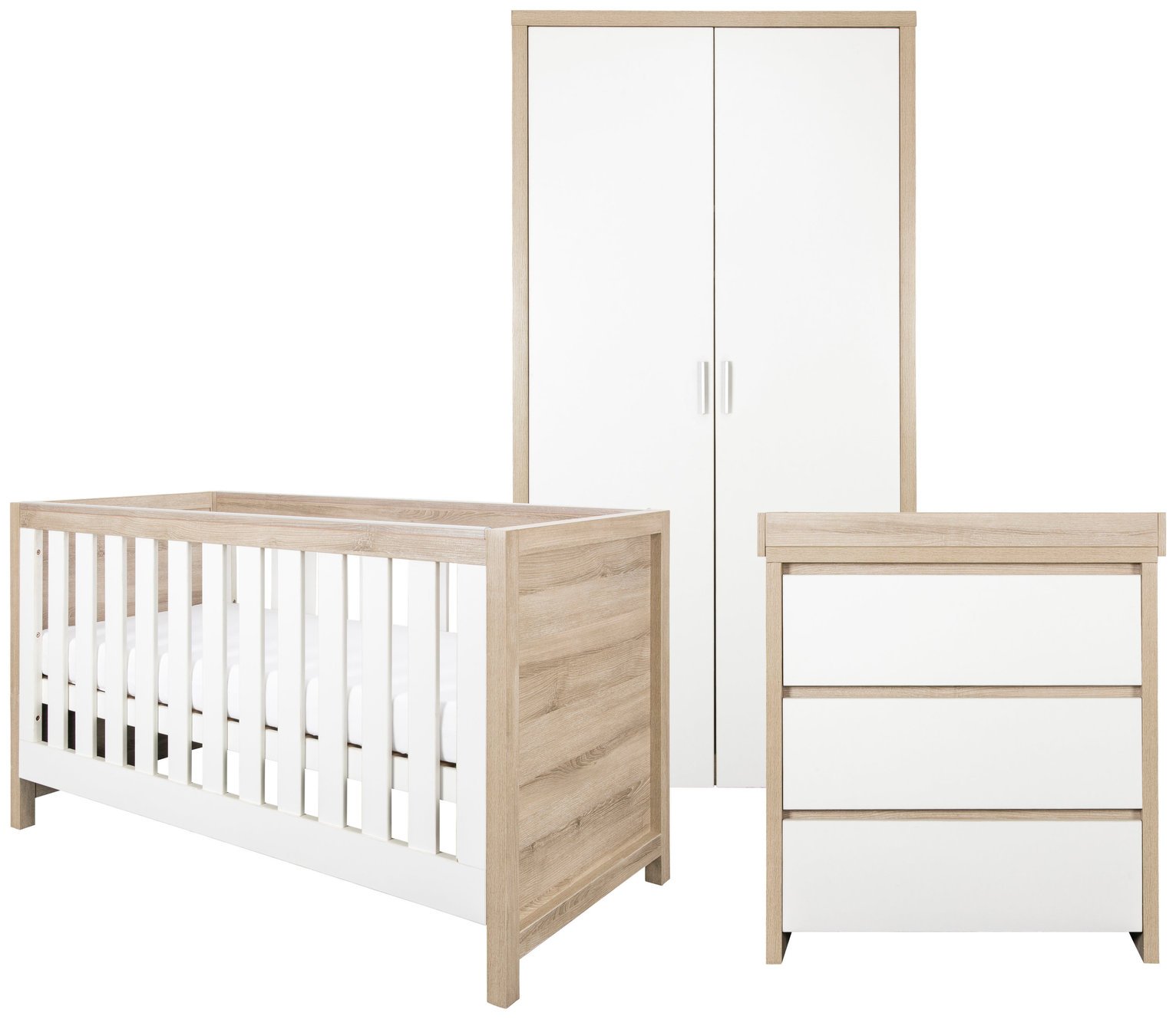 Modena 3 Piece Nursery Furniture Set - White Oak