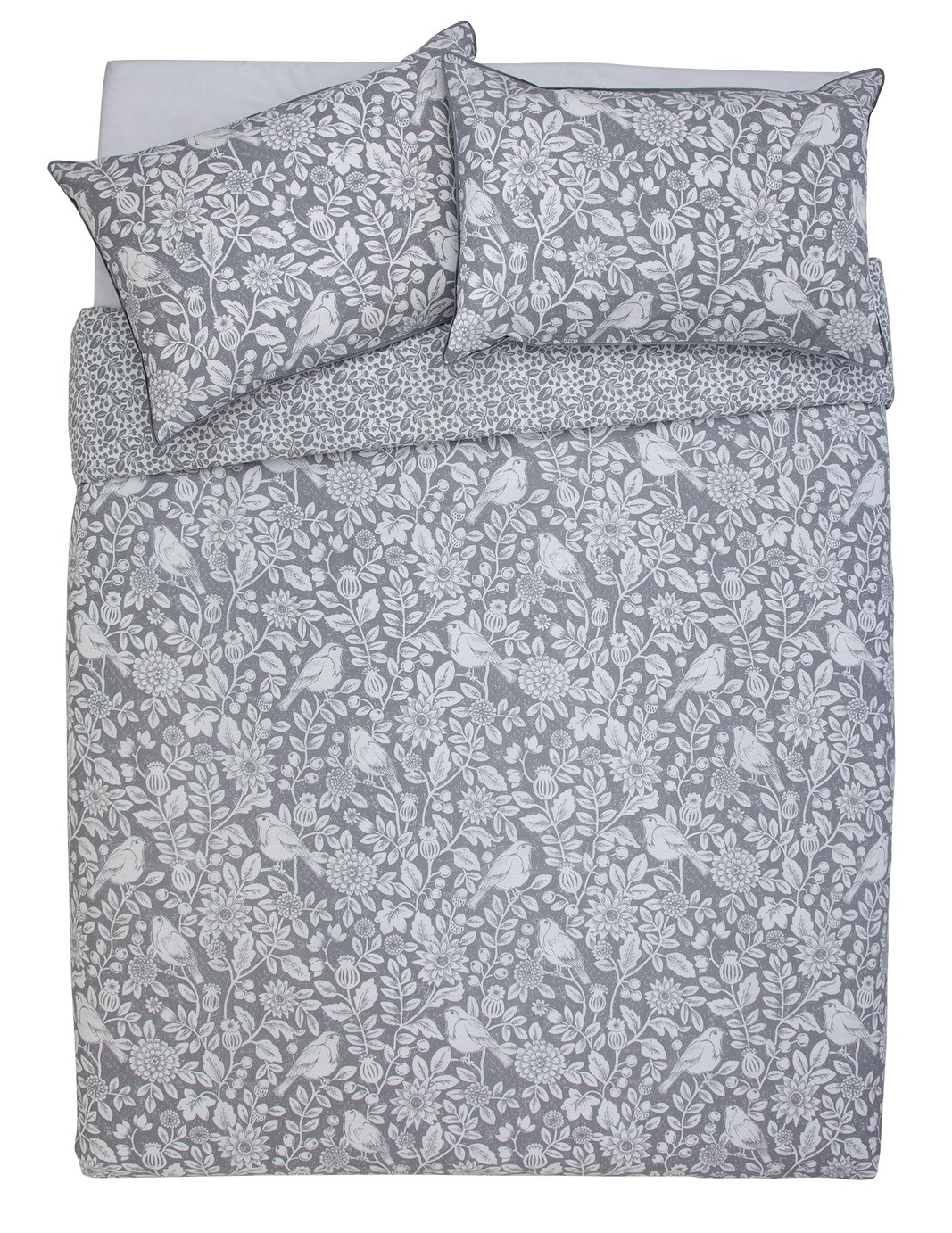 Argos Home Grey Woodcut Printed Bedding Set