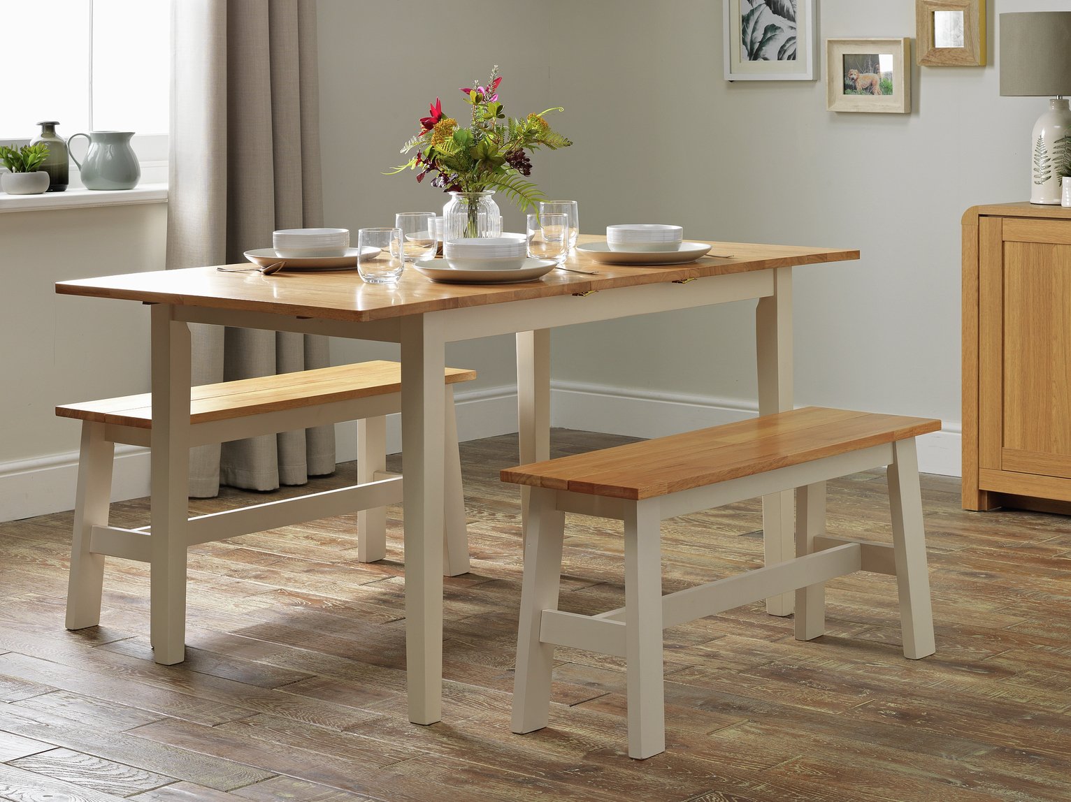 Argos Home Chicago Extendable Set 2 Benches & 2 Chairs Reviews