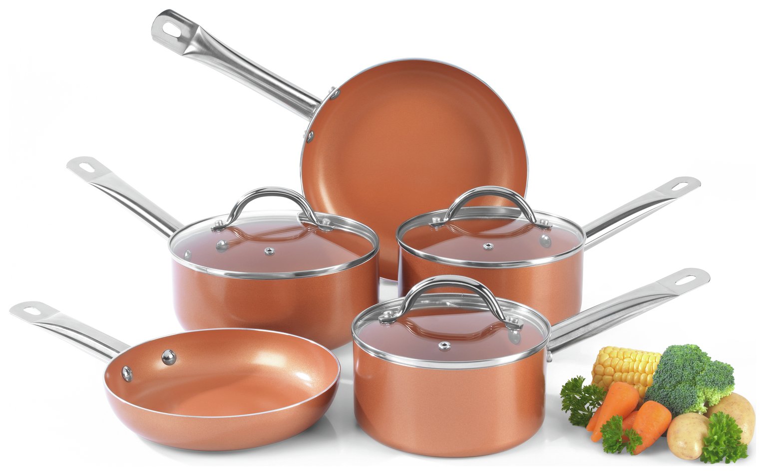 Salter 5 Piece Copper Ceramic Collection Pan Set Reviews