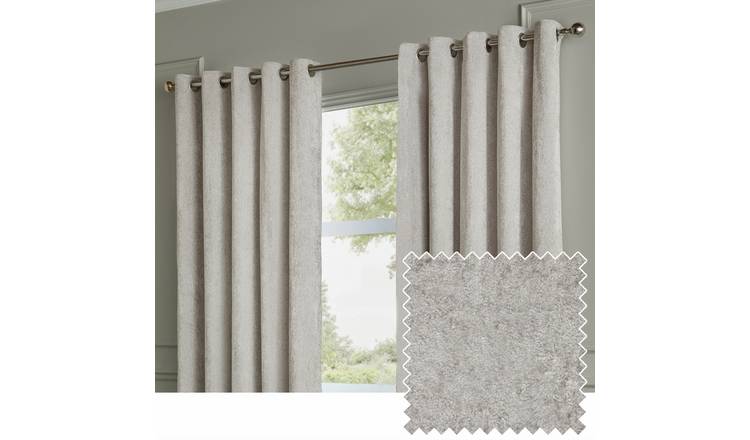 Paoletti Lustre Velvet Eyelet Curtains - Silver - 168x229cm