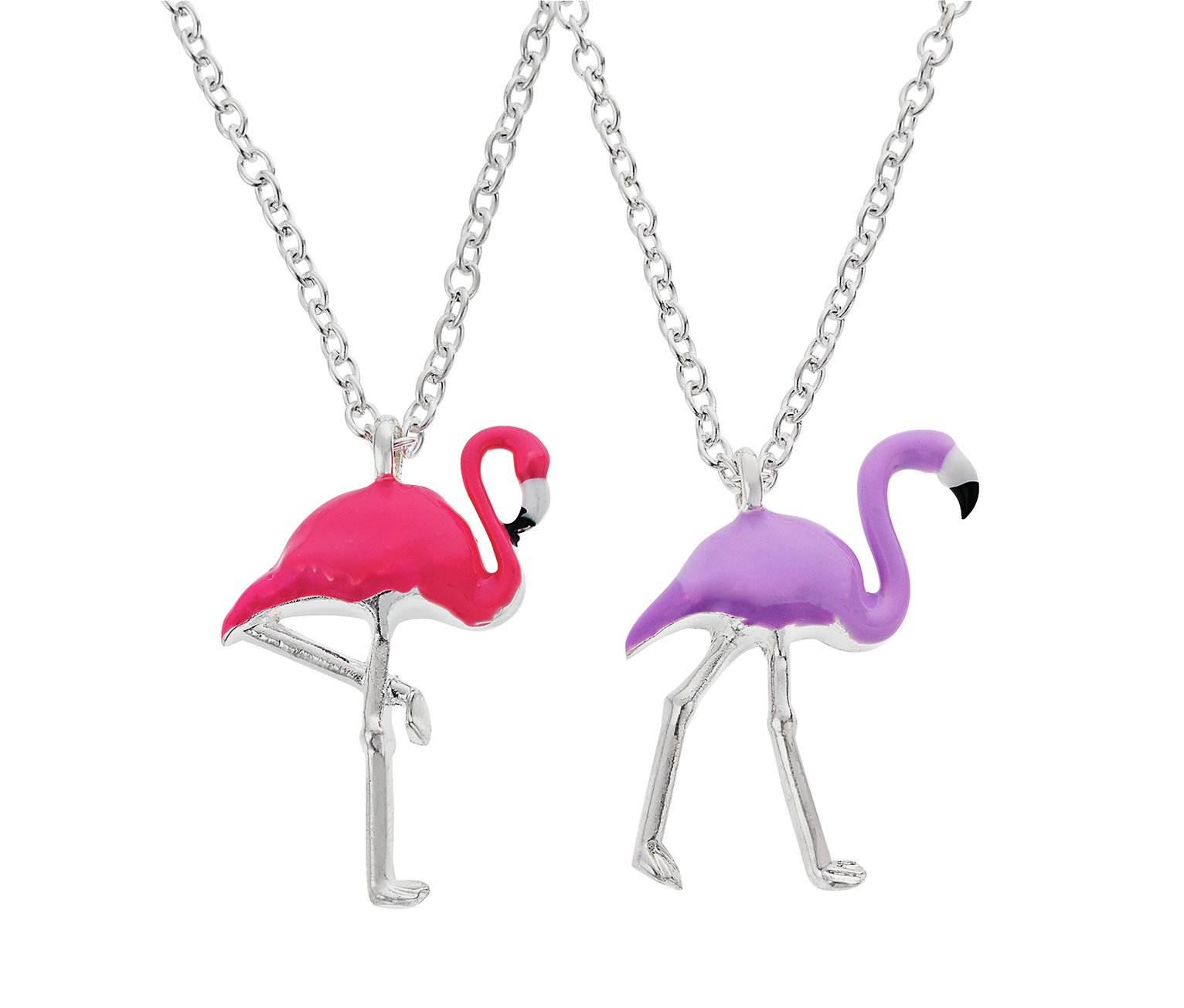 Emoji Flamingo CZ Best Friends Pendants - Set of 2