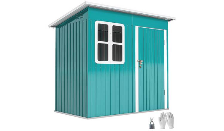 Outsunny Galvanised Steel Garden Shed with Foundation Kit - Green