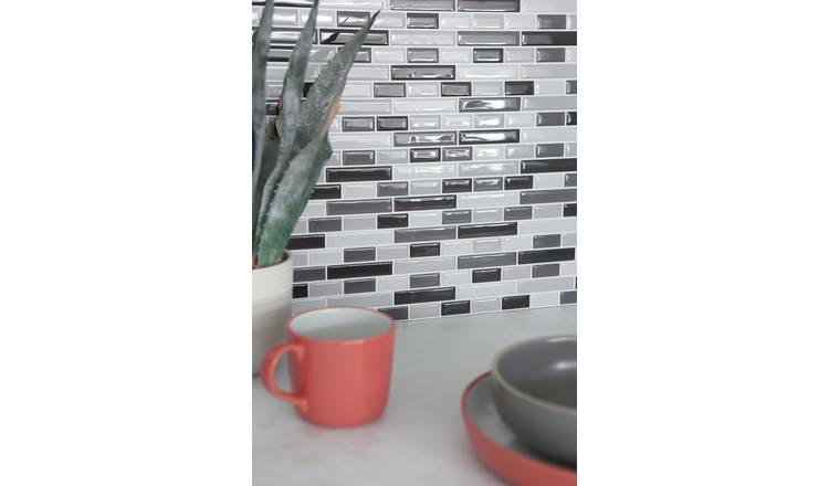 In Home Smoked Glass 3D Grey Tiles Wall Sticker