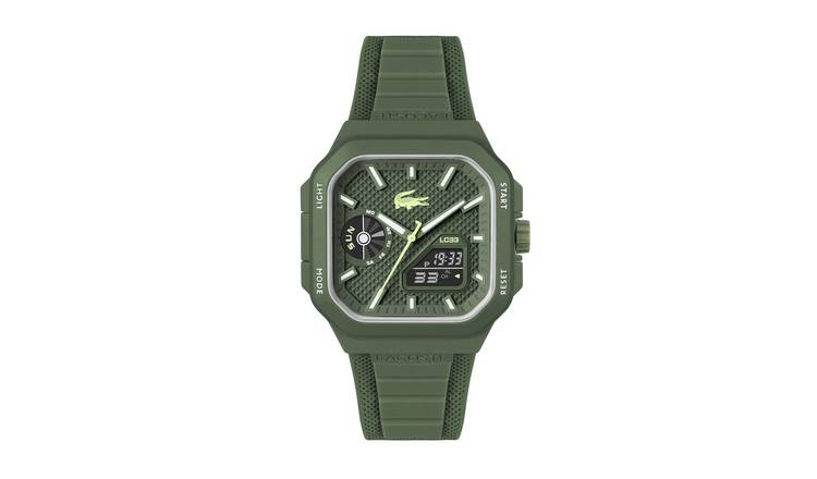 Lacoste Octagonal Shaped Dial Green Silicone Strap Watch