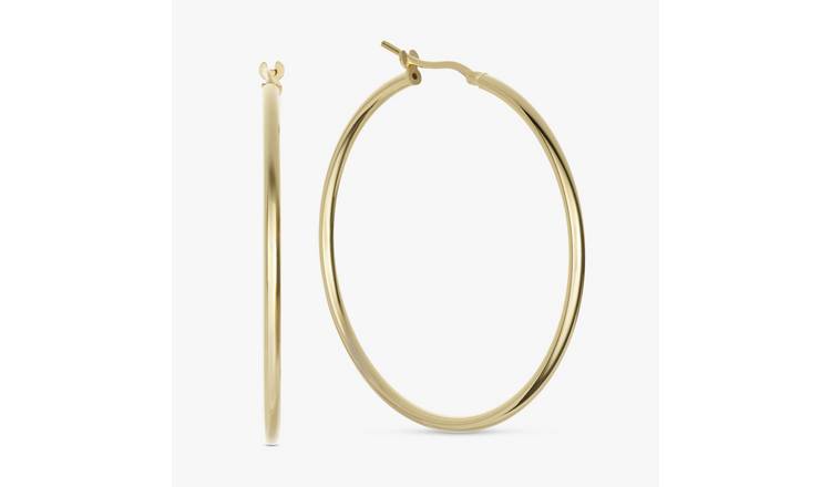 Revere 9ct Gold Plated Silver Superlight Hoop Earrings