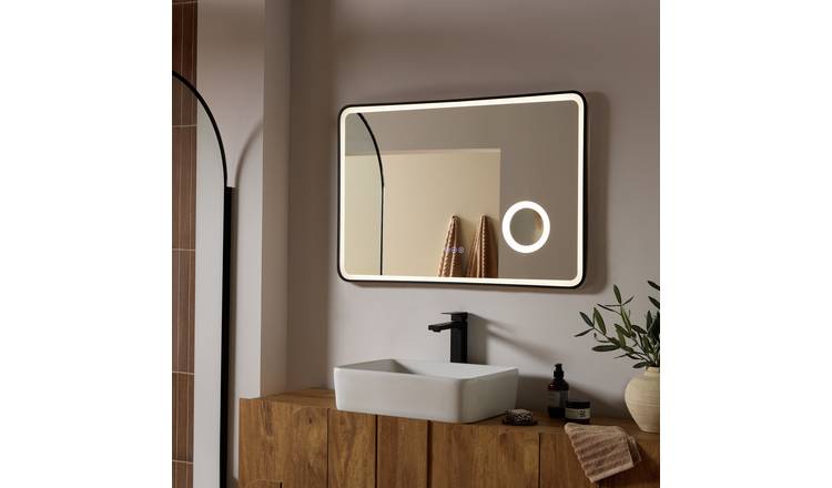 Argos Home Brady Black Metal LED Bathroom Mirror - 60x90cm