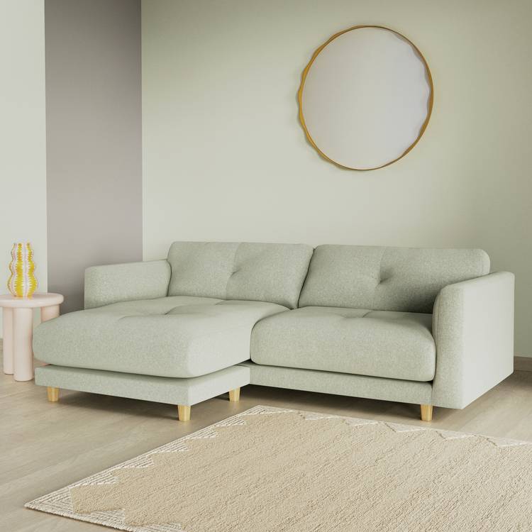 Habitat Emely Reversible Chaise Sofa - Sage Green - Ash Leg 0