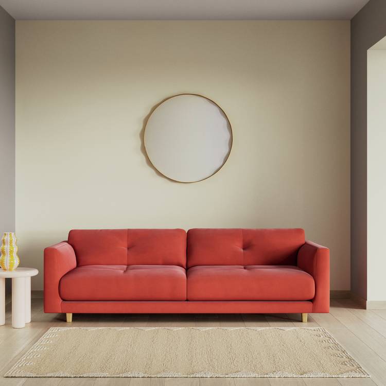 Habitat Emely Fabric 4 Seater Sofa - Papaya - Ash Leg 0