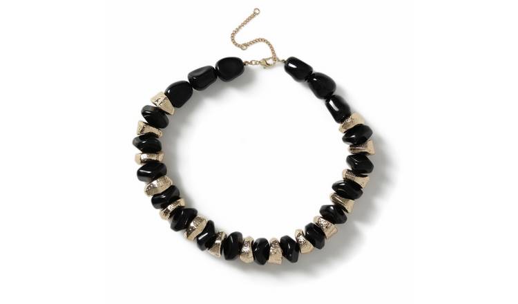 Freedom Black and Gold Nugget Bead Necklace